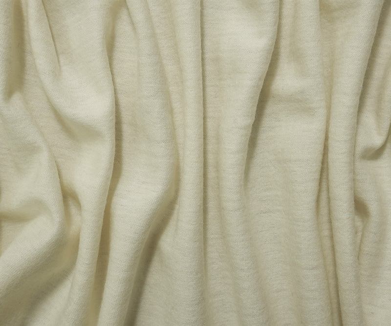 Ivory Wool Poly Spandex Stretch Solid Jersey Knit Fabric