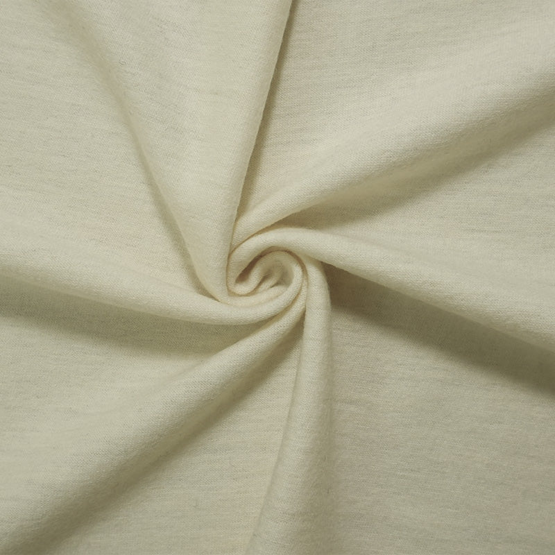 Ivory Wool Poly Spandex Stretch Solid Jersey Knit Fabric