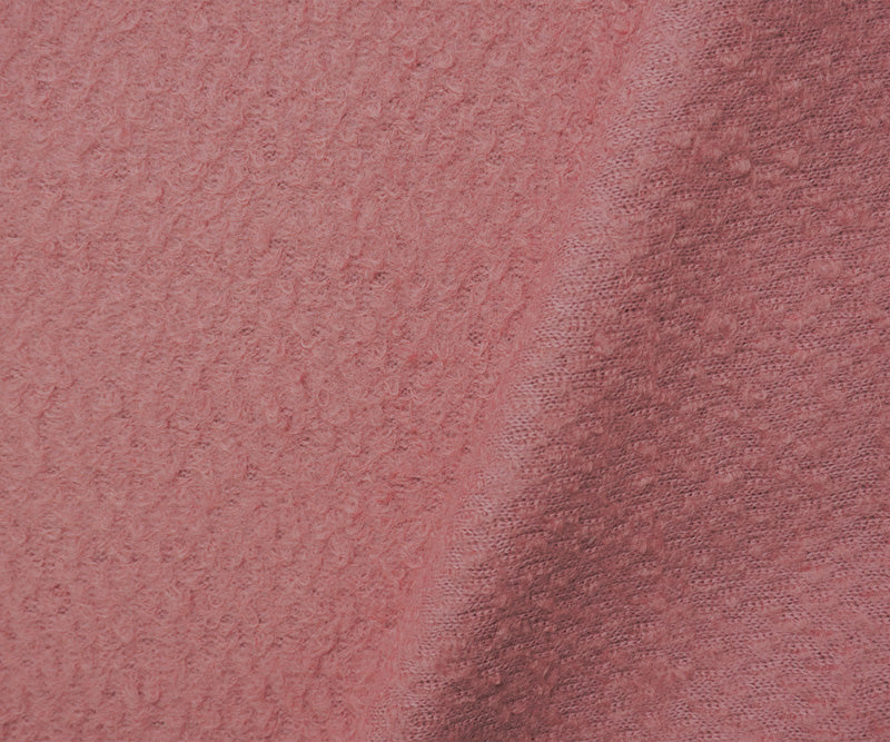 Pink Wool-Poly Boucle Texture Knit Coating Fabric