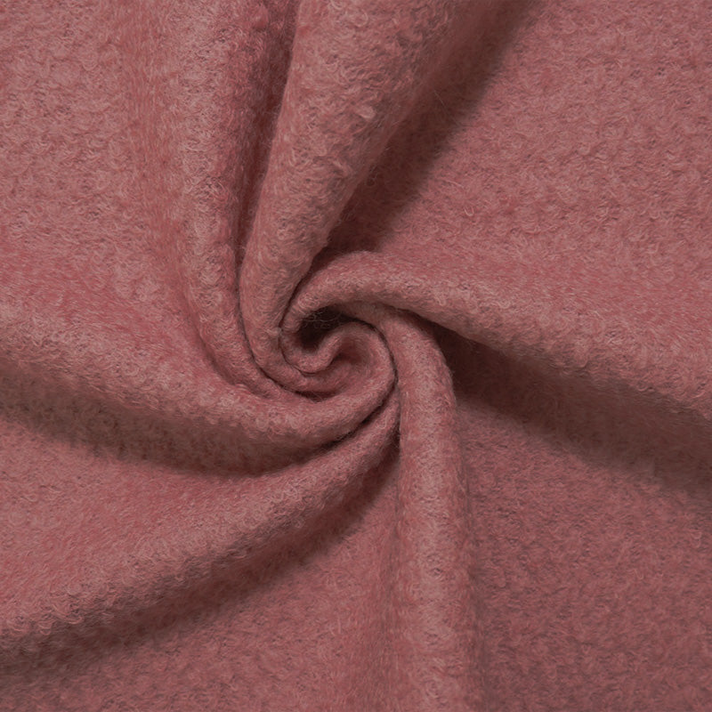 Pink Wool-Poly Boucle Texture Knit Coating Fabric