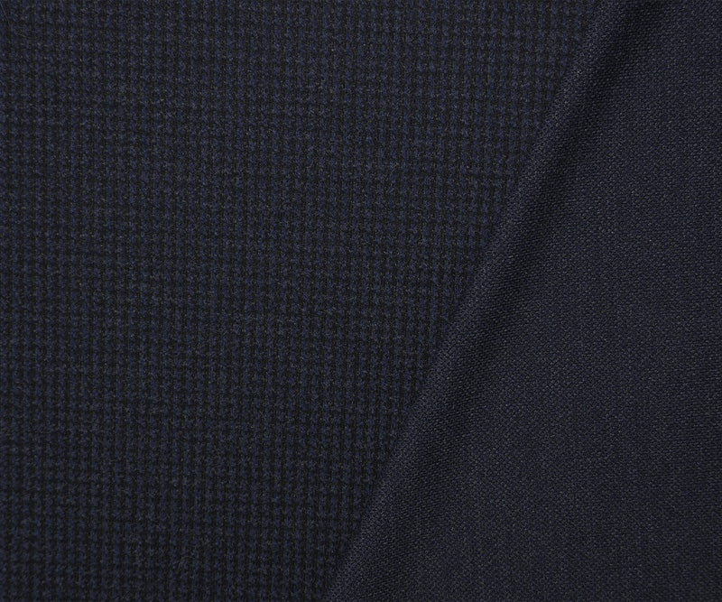 Blue-Black Poly Spandex Stretch Houndstooth Double Knit Fabric