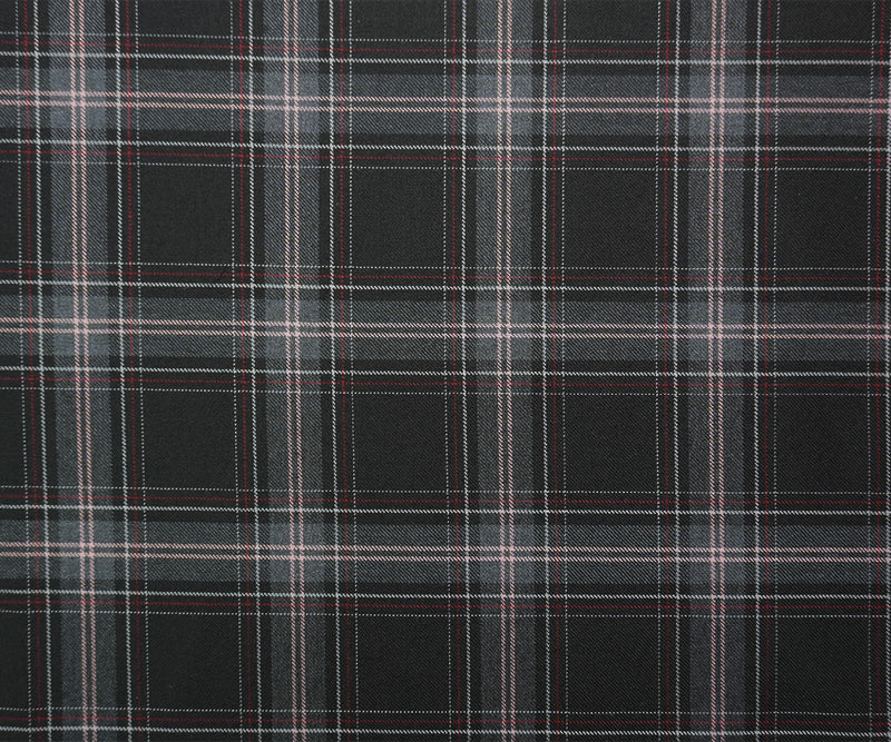 Black-Multi Wool Poly Plaid Twill Japanese Woven Suiting Fabric