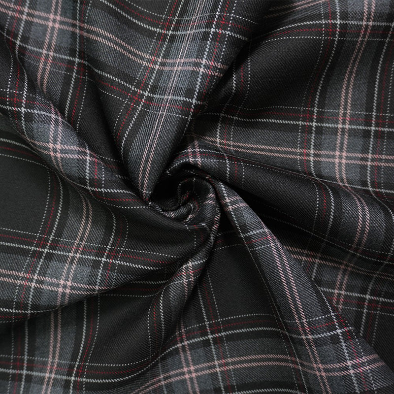 Black-Multi Wool Poly Plaid Twill Japanese Woven Suiting Fabric