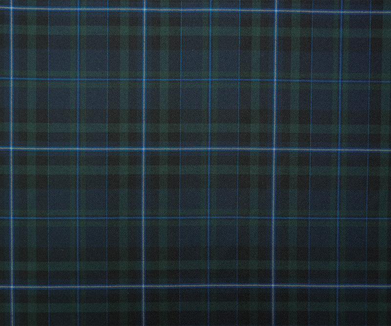 Blue-Multi Wool Poly Plaid Japanese Twill Woven Suiting Fabric