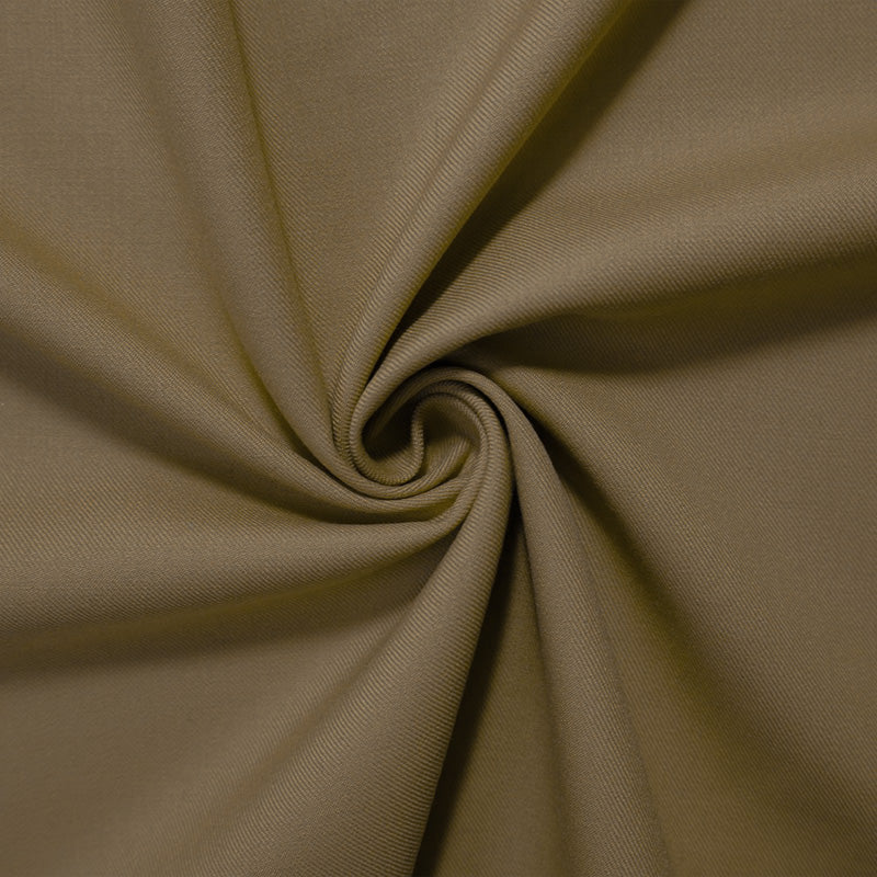 Tan Beige Wool Poly Stretch Solid Twill Woven Suiting Fabric
