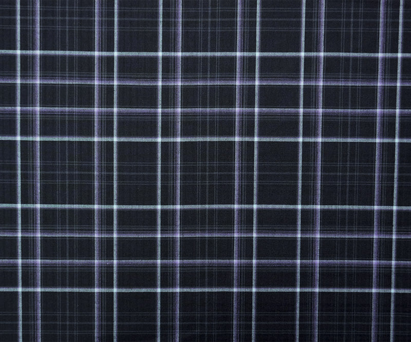 Deep Blue-Purple-Multi Poly-Wool Plaid Woven Shirting Fabric
