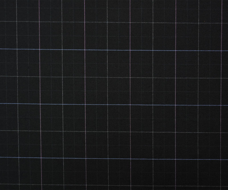 Black-Purple-Multi Wool Poly Check-Plaid Woven Shirting Fabric