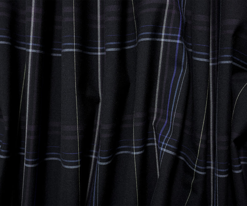 Deep Blue-Multi Poly Wool Plaid Woven Japanese Shirting Fabric
