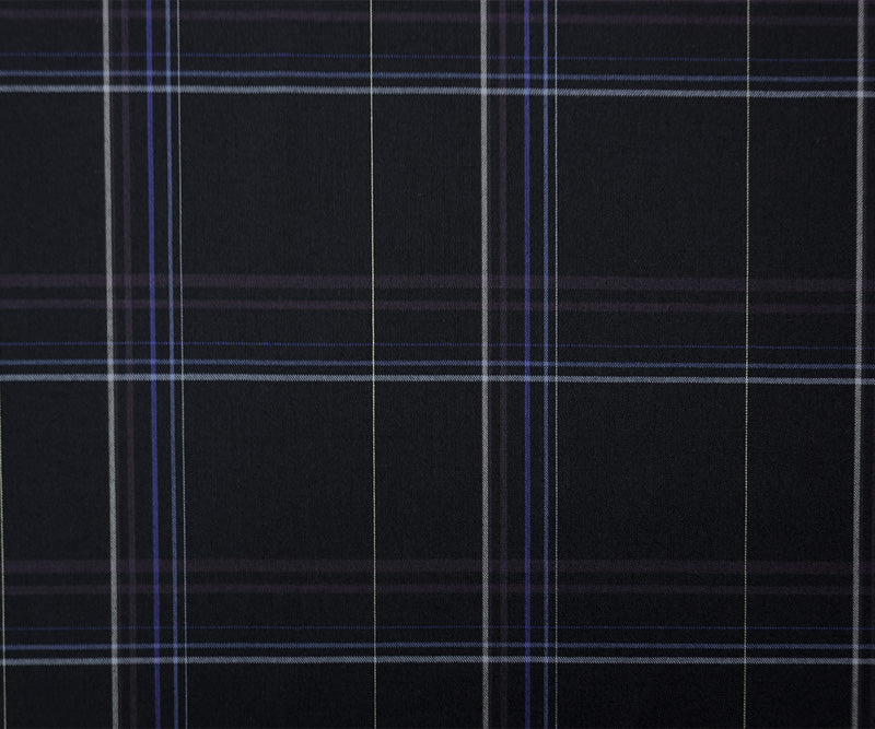 Deep Blue-Multi Poly Wool Plaid Woven Japanese Shirting Fabric
