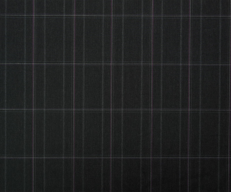 Black-Multi Poly Wool Plaid-Check Japanese Woven Shirting Fabric