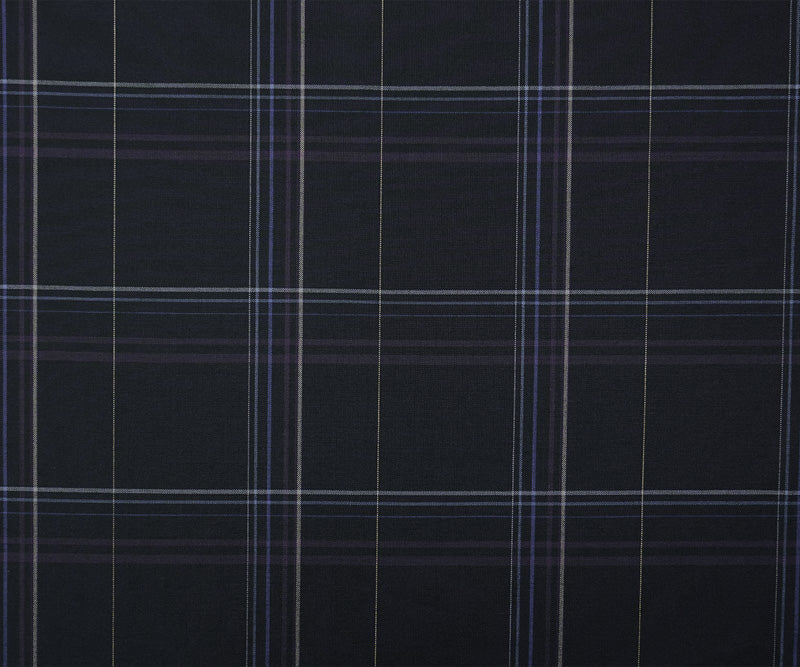 Deep Blue-Multi Poly Wool Plaid Woven Japanese Shirting Fabric