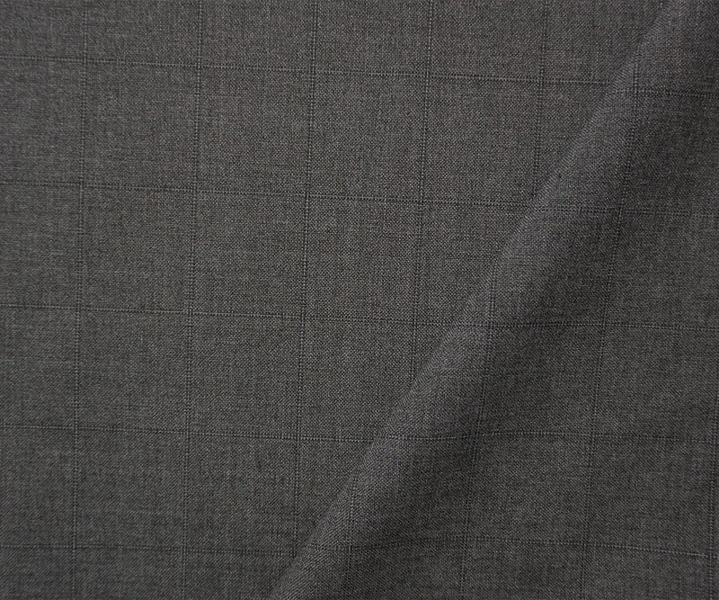 Gray-Green Poly Wool Check Woven Shirting Fabric