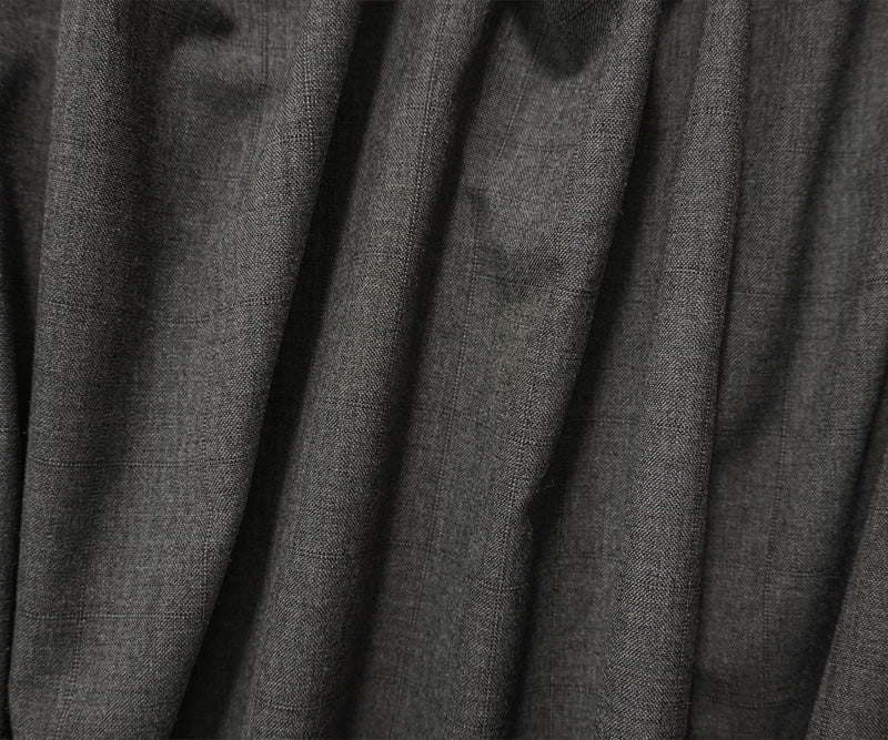 Gray-Green Poly Wool Check Woven Shirting Fabric