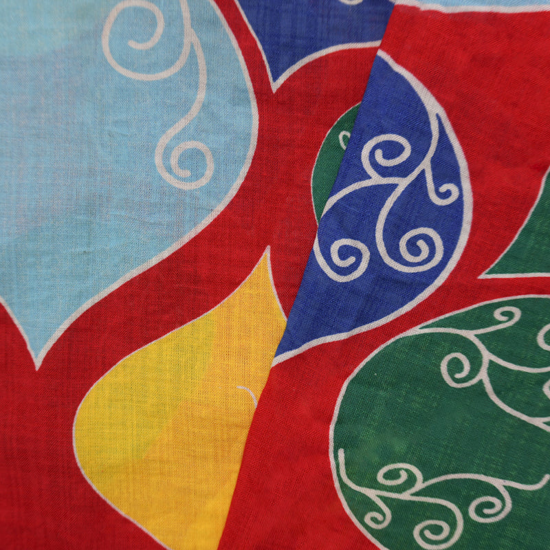Red-Multi Cotton Abstract Droplets Printed Voile Woven Fabric