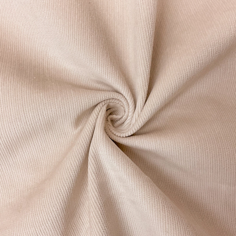 Beige Cotton Spandex Stretch Solid Pinwale Corduroy Woven Fabric