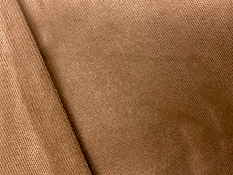 Brown Cotton Spandex Stretch Solid Pinwale Corduroy Woven Fabric