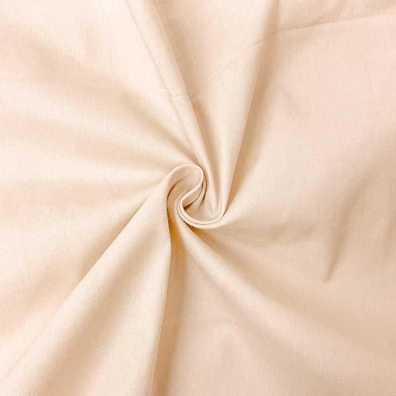 Beige Cotton Spandex Stretch Solid Broadcloth Woven Fabric