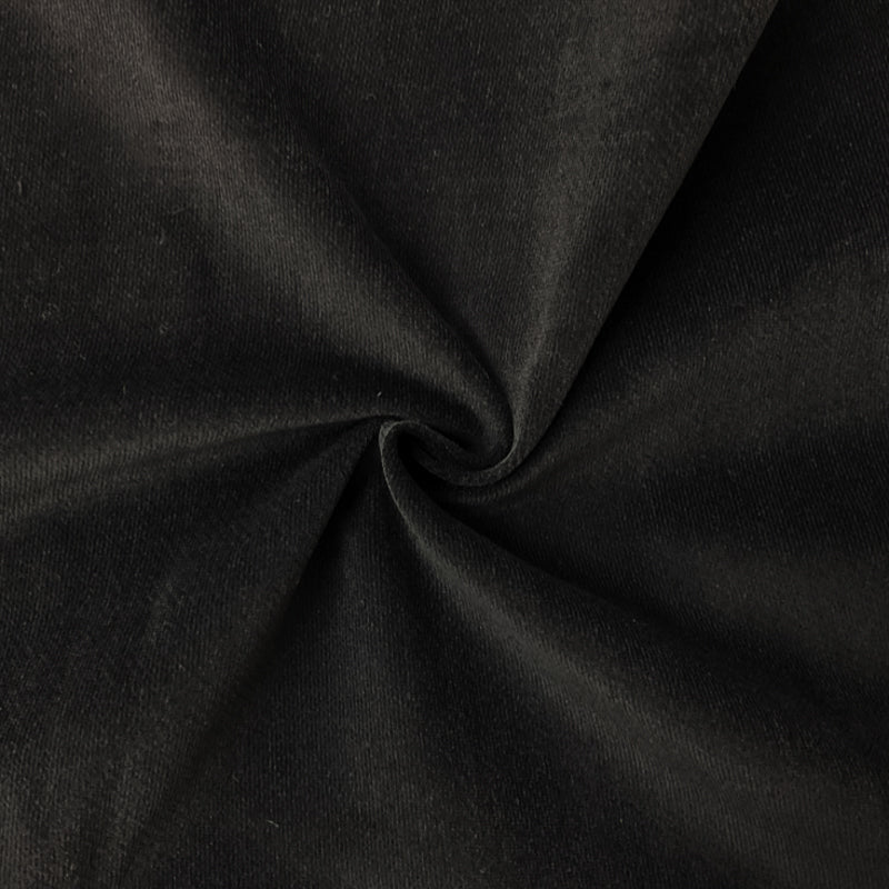 Black Cotton Stretch Solid Featherwale Corduroy Woven Fabric