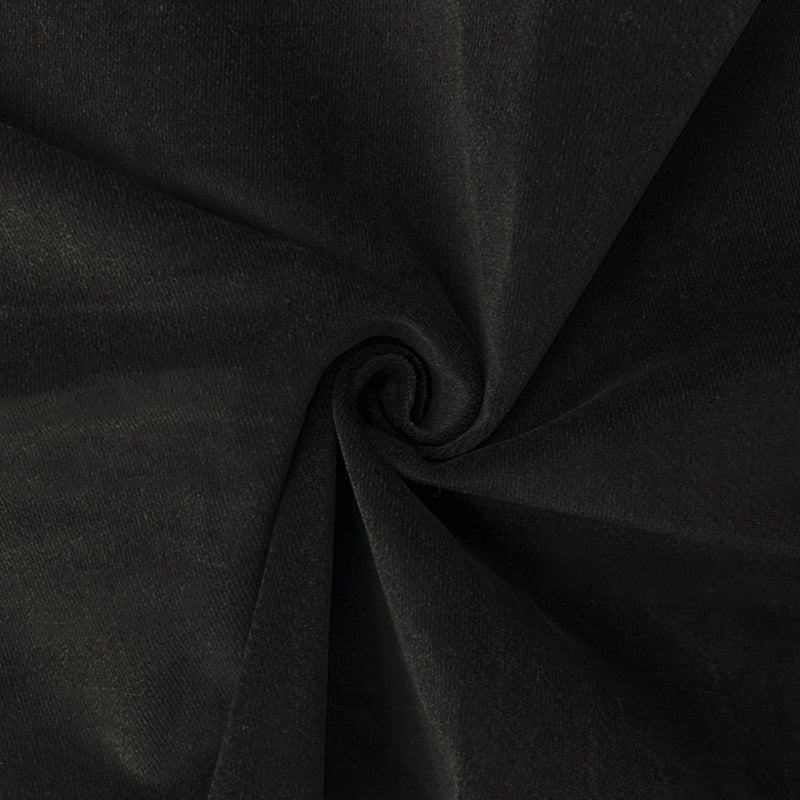Black Cotton Stretch Solid Featherwale Corduroy Woven Fabric