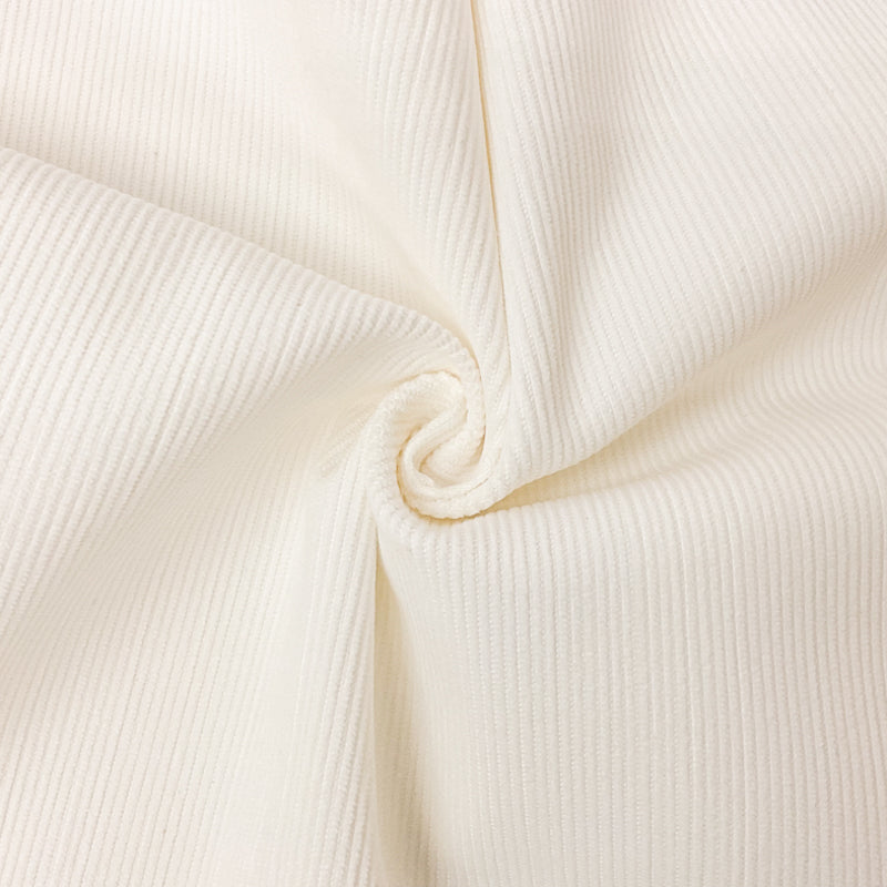 Ivory Cotton Solid Medium Wale Corduroy Woven Fabric