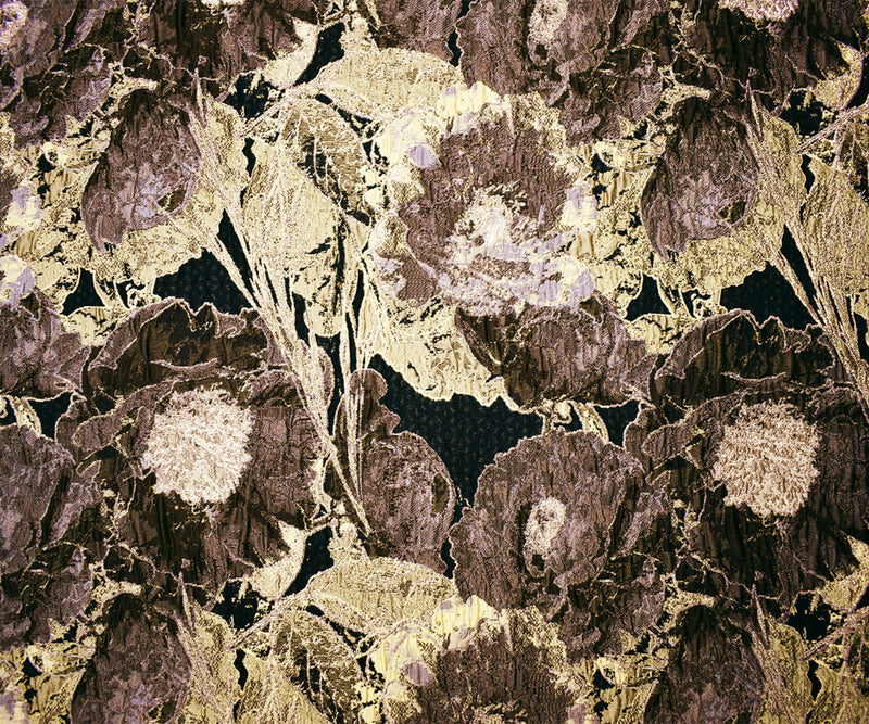 Brown-Rose Gold Floral Jacquard Matelasse Brocade Woven Fabric