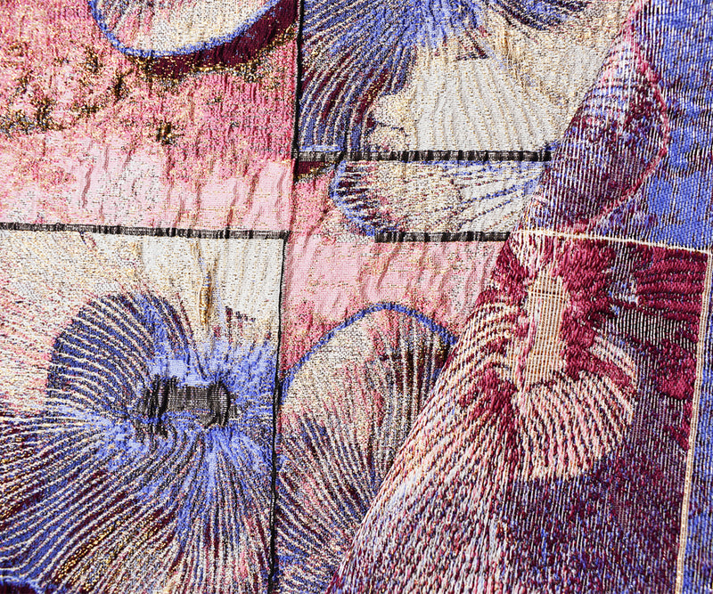 Pink-Multi Floral Tile Jacquard Matelasse Brocade Woven Fabric