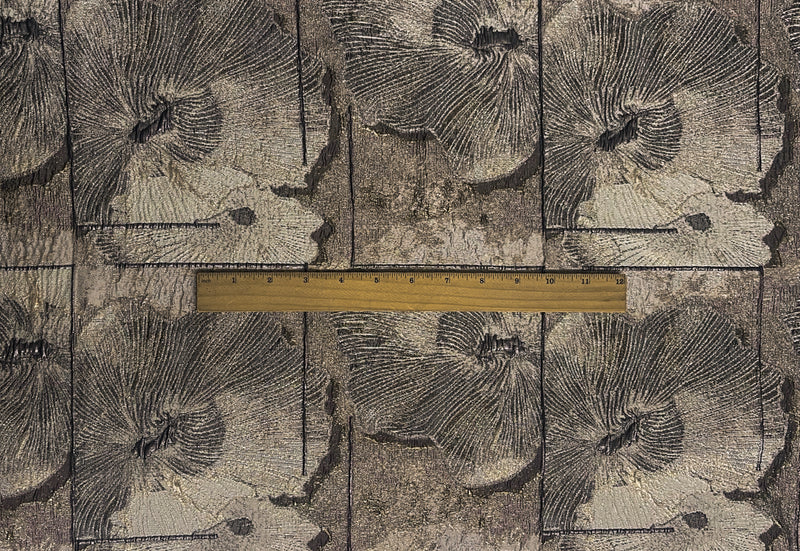Brown-Gold Floral Tile Jacquard Matelasse Brocade Woven Fabric