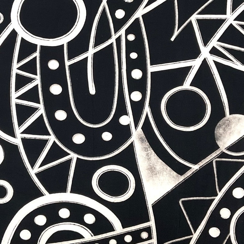 Black-White-Gray Cotton Abstract Printed Jersey Knit Fabric
