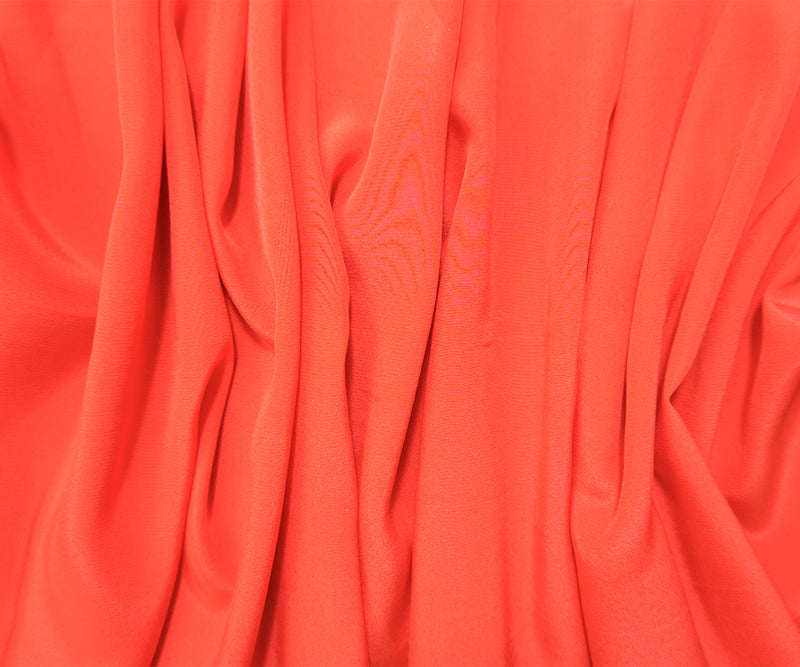 Orange Silk Solid Crepe De Chine Woven Fabric