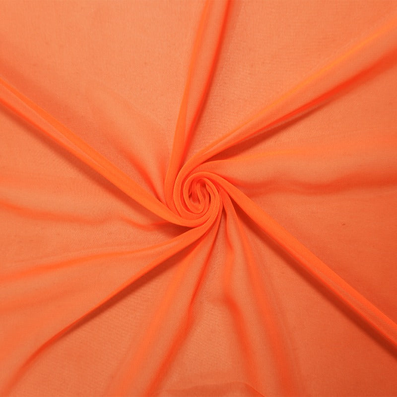 Orange Silk Solid Chiffon Woven Fabric