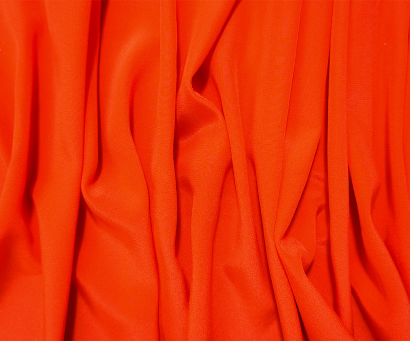 Orange Silk Solid Crepe De Chine Woven Fabric