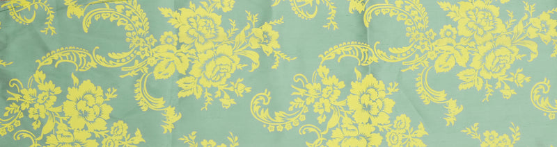 Green-Yellow Silk Floral Printed Taffeta Woven Fabric
