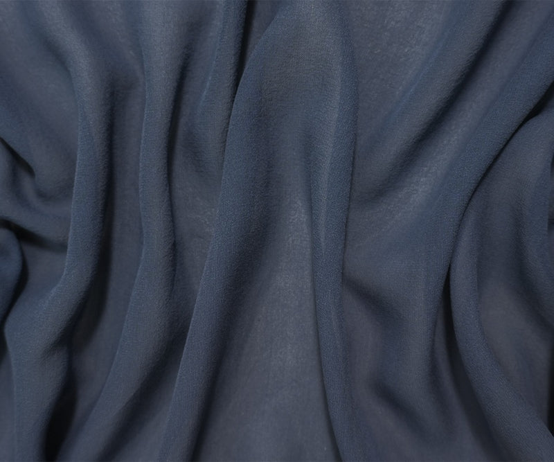 Blue Silk Solid Chiffon Woven Fabric