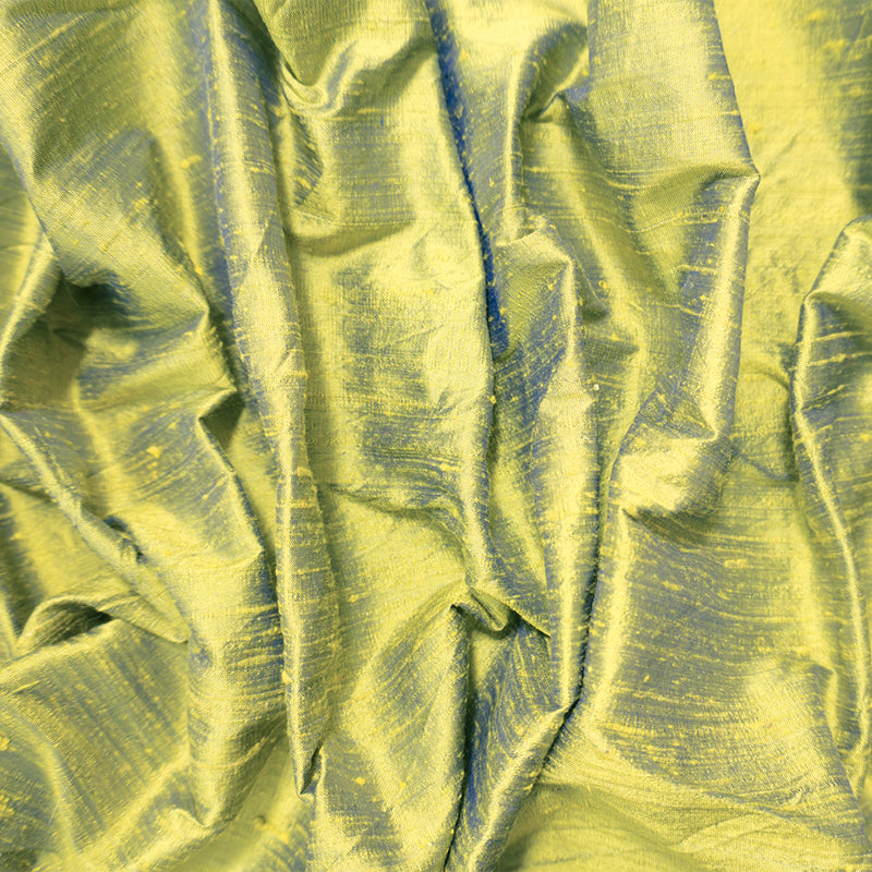 Yellow-Blue Silk Slub Iridescent Dupioni Woven Fabric