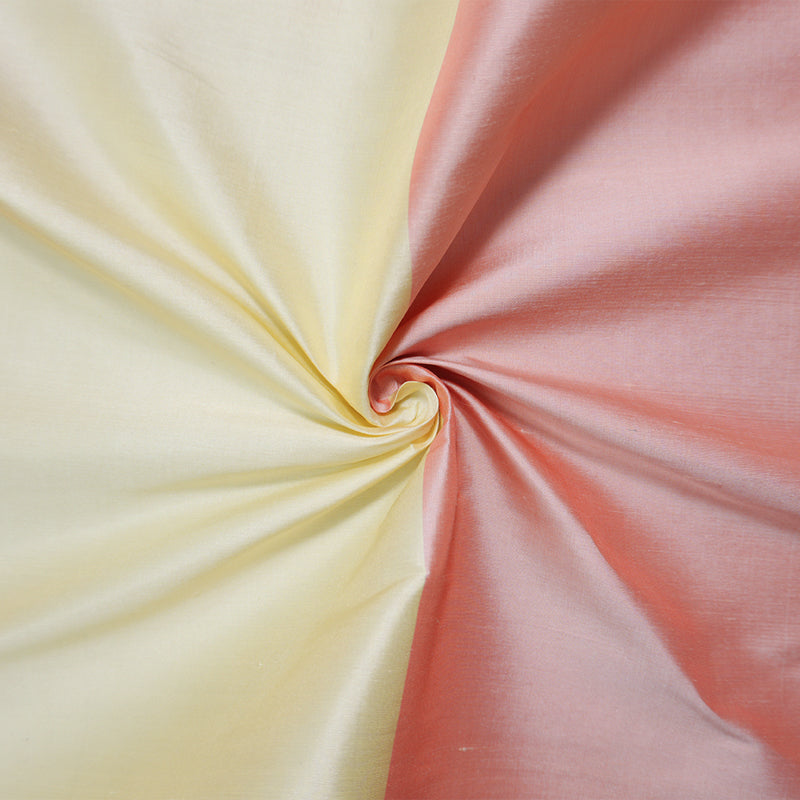 Beige-Coral Silk Stripe Taffeta Woven Fabric