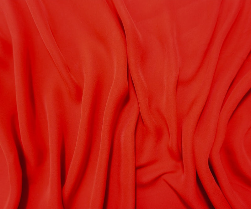Red Silk Solid Georgette Woven Fabric