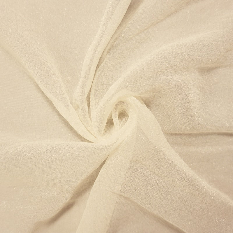 Ivory Silk Metallic Slub Chiffon Woven Fabric
