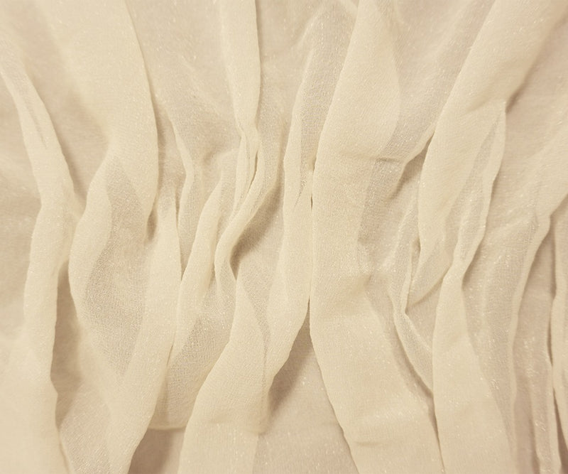 Ivory Silk Metallic Slub Chiffon Woven Fabric