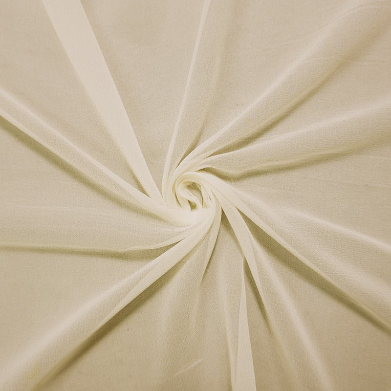 Off-White Silk Solid Chiffon Woven Fabric