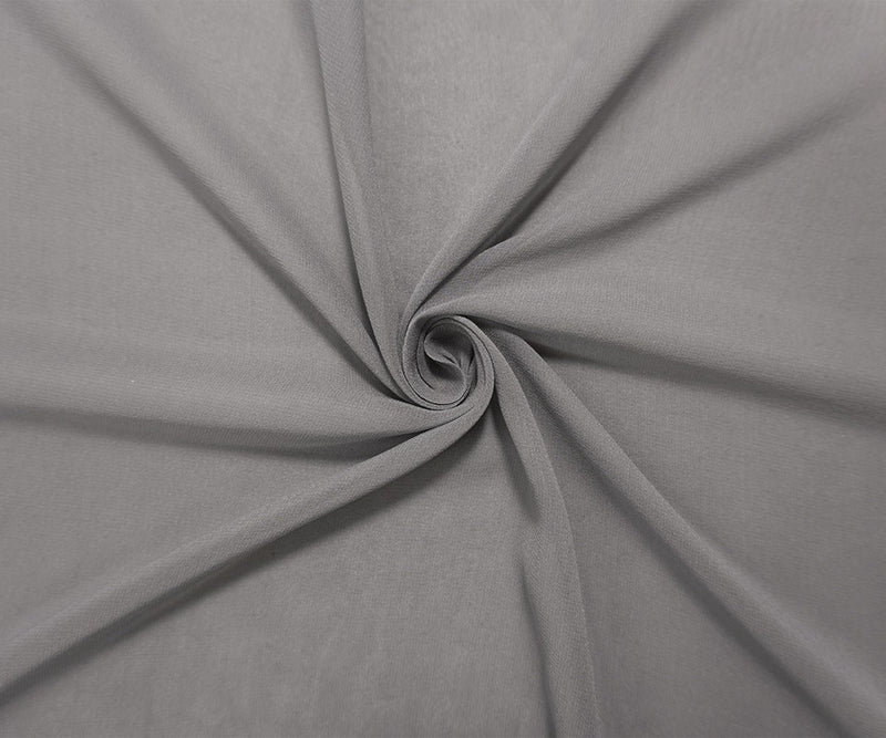 Gray Silk Solid Chiffon Woven Fabric