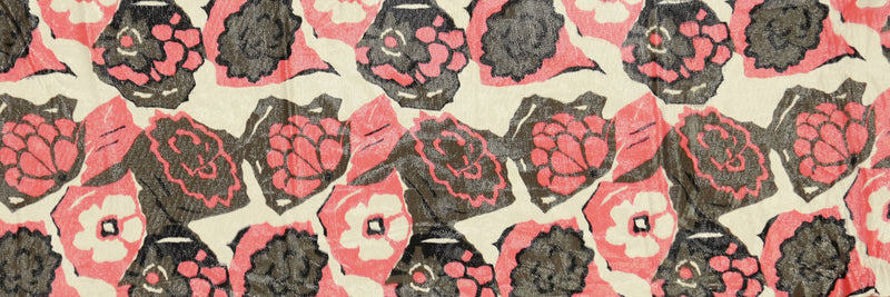 Pink Silk-Poly Floral Printed Satin Woven Fabric