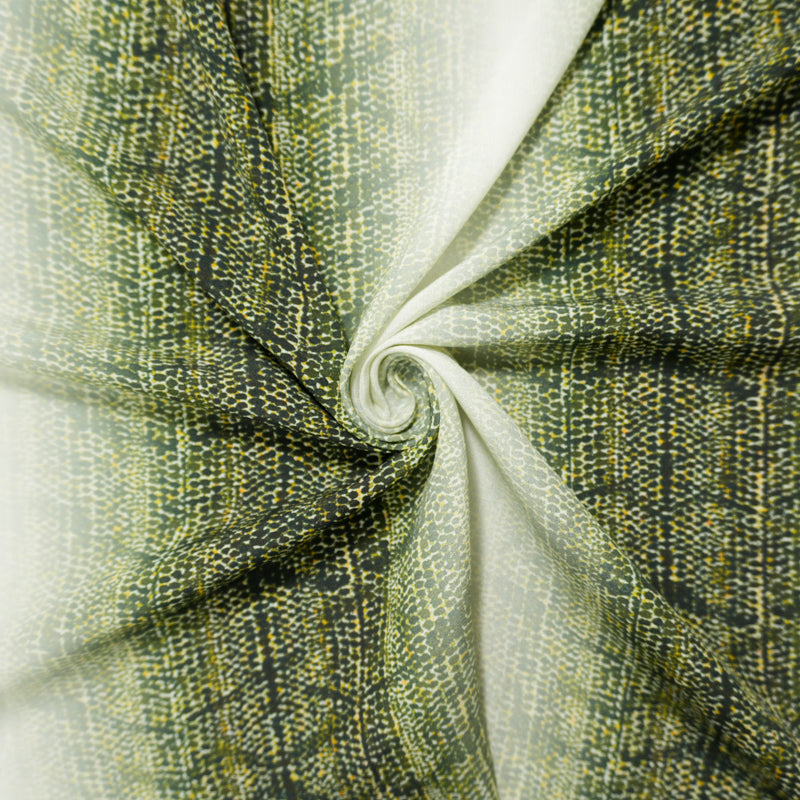Green Silk Abstract Ombre Printed Crepe De Chine Woven Fabric