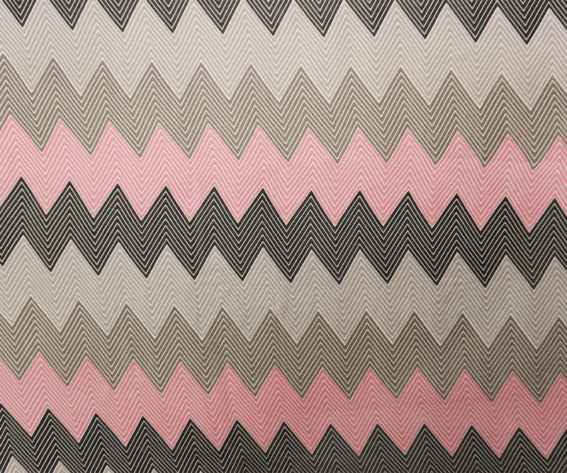 Pink-Gray-Muilti Silk Chevron Printed Chiffon Woven Fabric