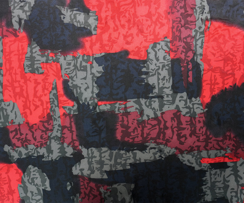 Black Silk Abstract Printed Satin Woven Fabric
