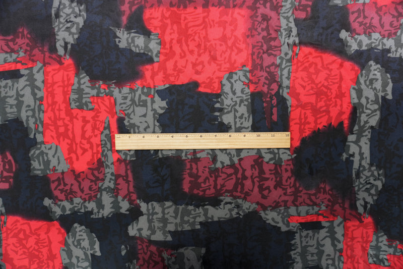 Black Silk Abstract Printed Satin Woven Fabric