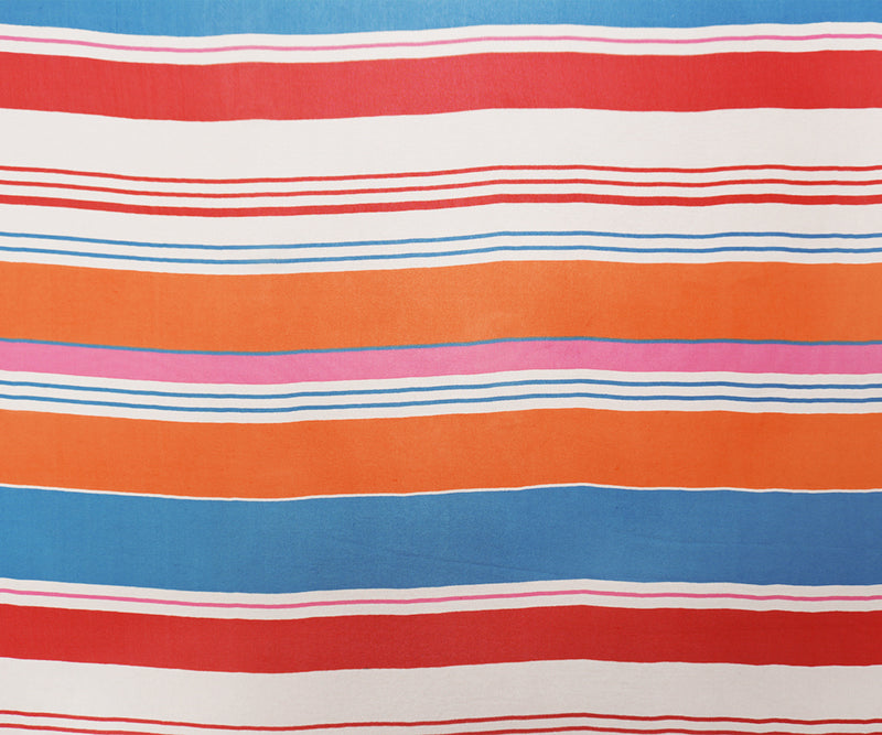 Orange-Multi Silk Stripe Printed Chiffon Woven Fabric