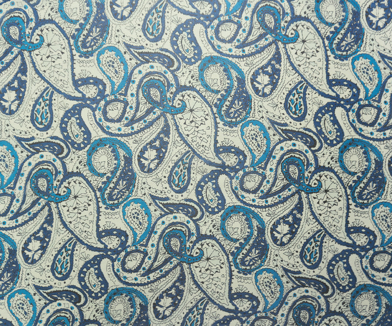 Blue Silk Paisley Printed Chiffon Woven Fabric