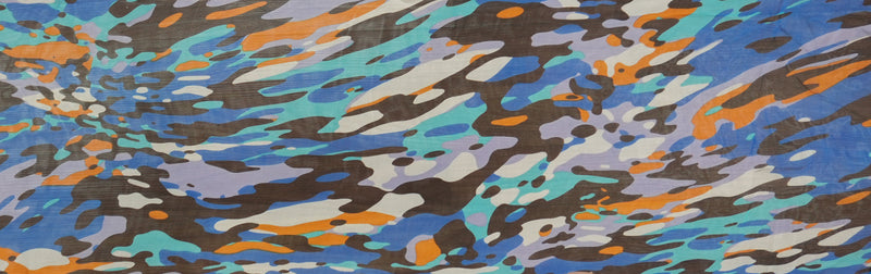 Blue-Multi Silk Camo Printed Chiffon Woven Fabric