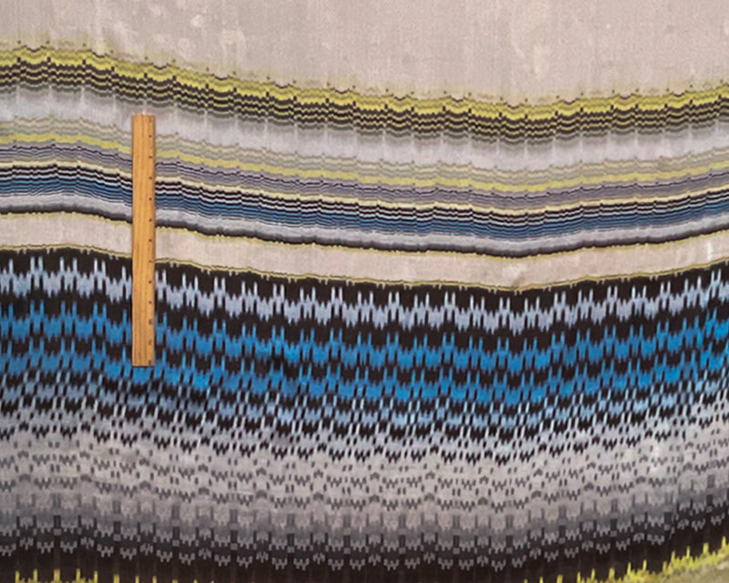 Yellow Silk Abstract Ikat Printed Chiffon Woven Fabric