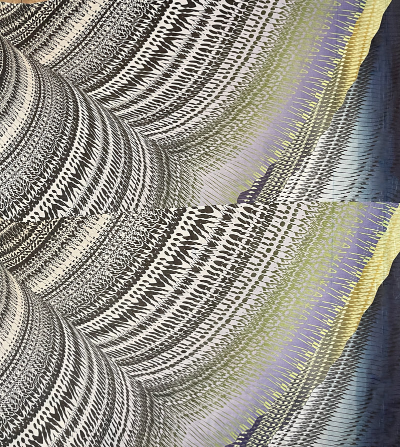 Purple-Multi Silk Abstract PANEL Printed Chiffon Woven Fabric